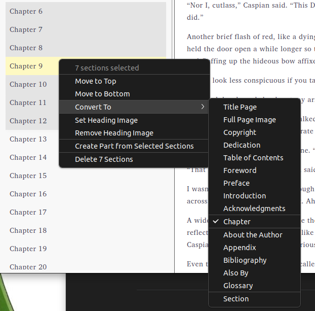 Converting multiple sections at once with multi-select